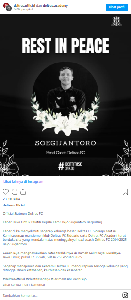 Berita Duka Dari Deltras FC